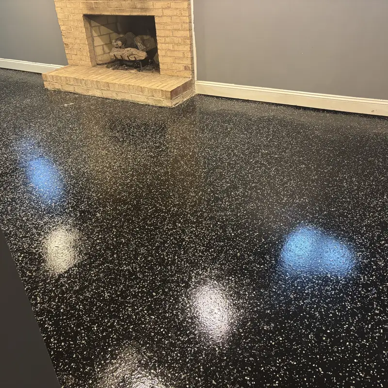 Black Flake Epoxy Basement Floor Roanoke Va