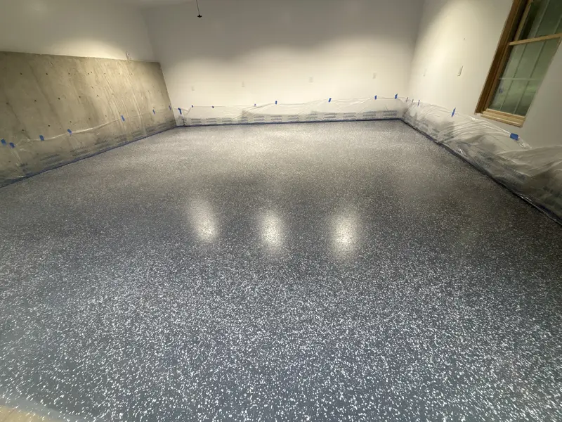 Blue Flake Epoxy Garage Floor Roanoke Va