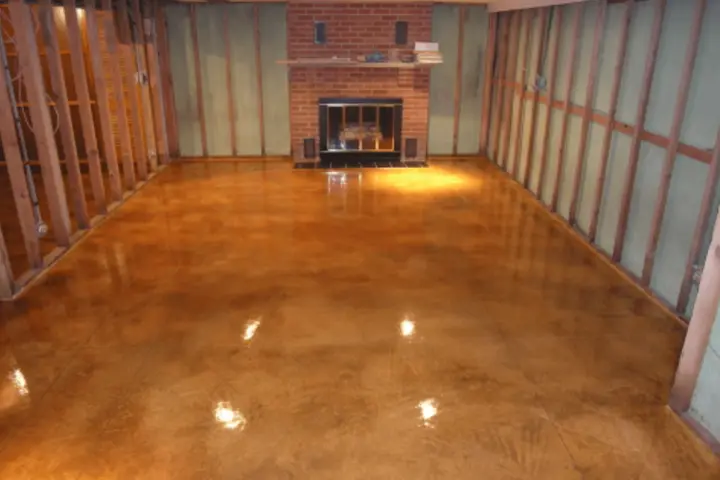 Stained Concrete Overlay Basement Roanoke Va